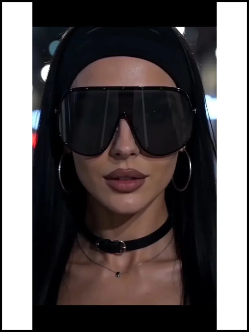Oversized Square Shield Sunglasses with UV400 Protection